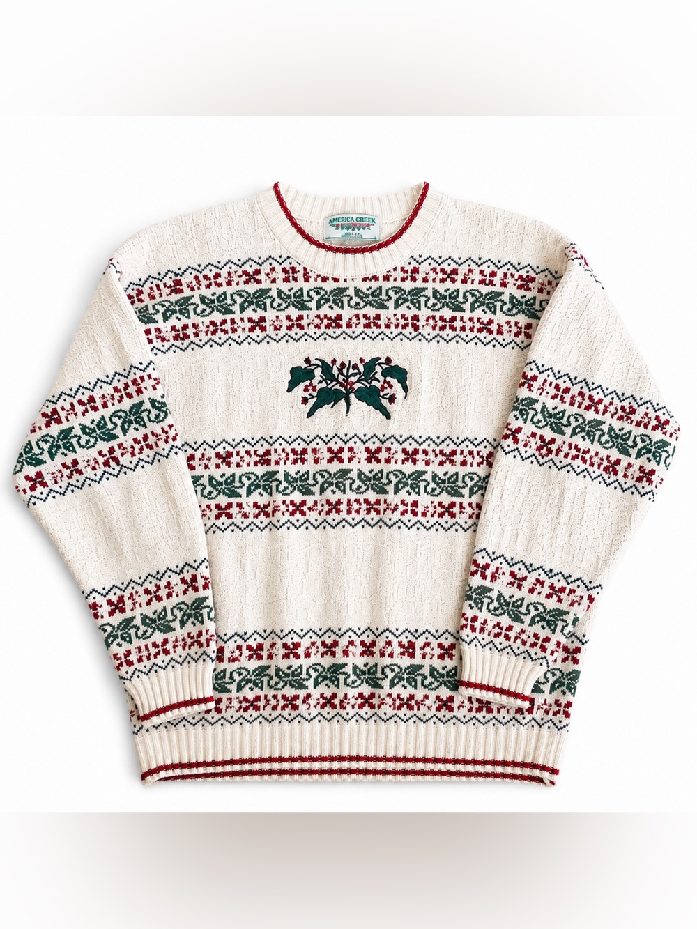 Vintage Chelsea Gardens Fair Isle Sweater M Made USA Cottagecore